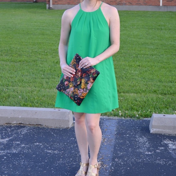 ✅ SALE NWOT TCEC Green Halter Neck Pleated Mini Dress with Pockets - Picture 10 of 10